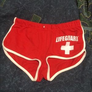Shorts, Life Guard, Size: M, Color: red and white